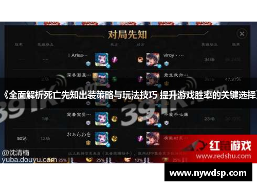 《全面解析死亡先知出装策略与玩法技巧 提升游戏胜率的关键选择》